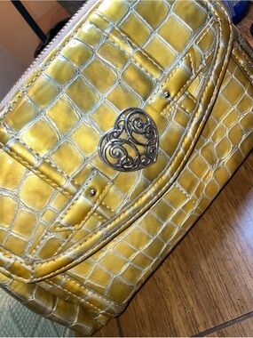 Brighton Yellow-Gold Crocodile Patent Leather Crossbody